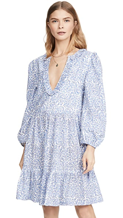 Shop Alix Of Bohemia Lorelei Periwinkle Block Print Dress In Blue/white