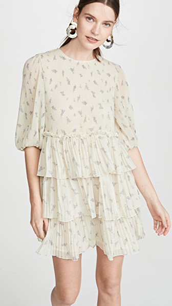 ganni georgette mini dress