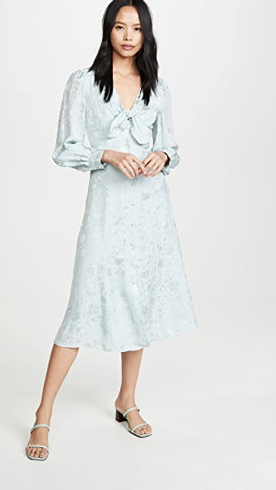 Shop Alexa Chung Floral V Neck Dress In Icy Blue