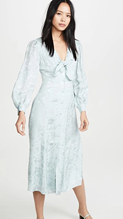 Shop Alexa Chung Floral V Neck Dress In Icy Blue