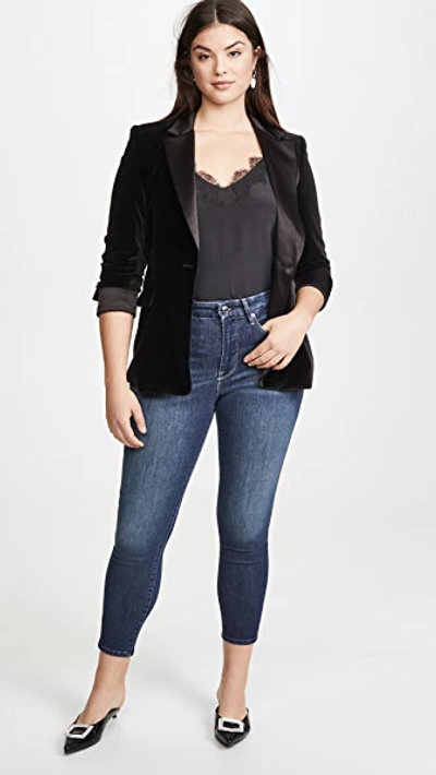 Shop Alice And Olivia Macey Pleated Sleeve Fitted Blazer In Black