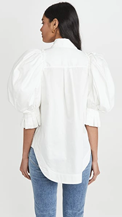 Shop Aje Eucalypt Puff Sleeve Shirt In White