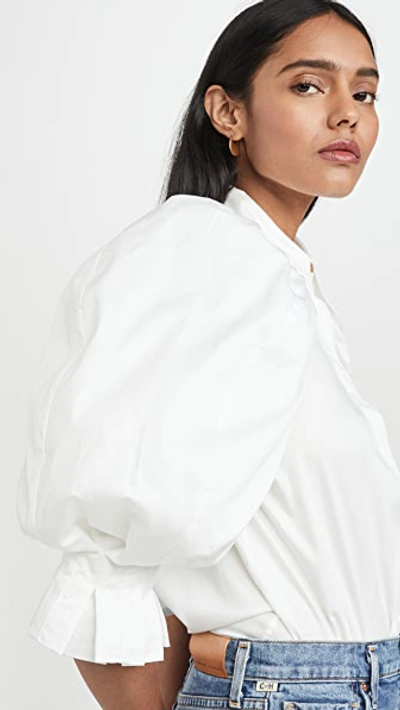 Shop Aje Eucalypt Puff Sleeve Shirt In White