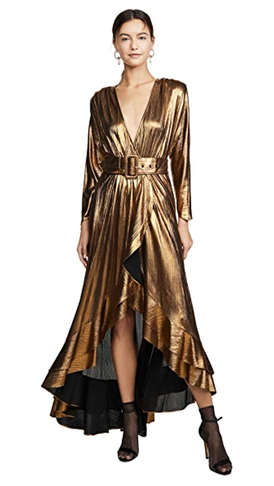 Shop Retroféte Wayne Dress In Gold