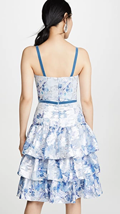 Shop Marchesa Notte Sleeveless Metallic Dress In Light Blue