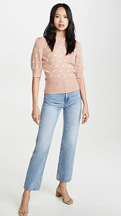 Shop Astr Melba Sweater In Dark Blush/white