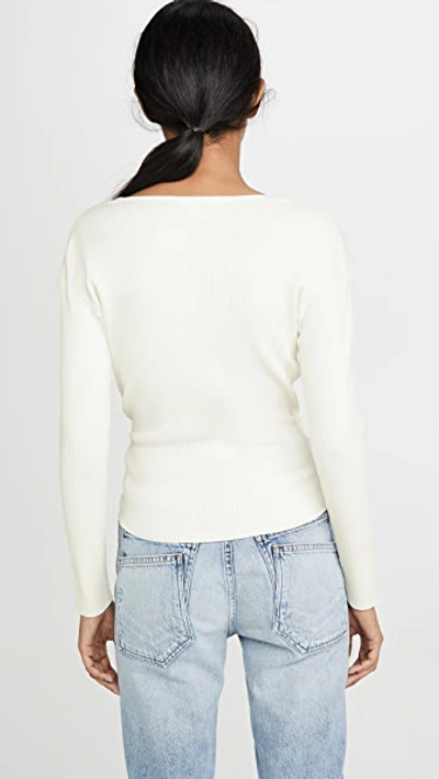 Shop Jonathan Simkhai Long Sleeve Wrap Top In White