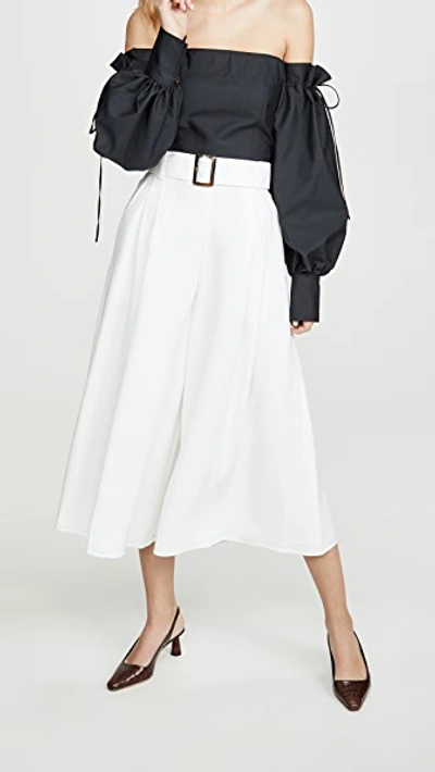 Shop Adeam Belted Cullotte Pants In White