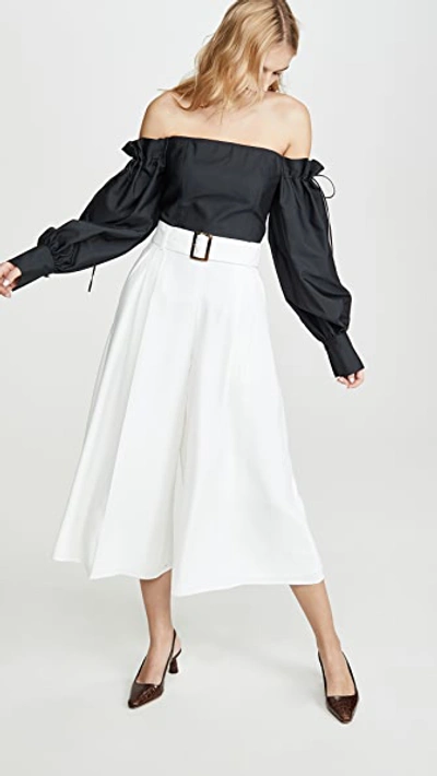 Shop Adeam Belted Cullotte Pants In White