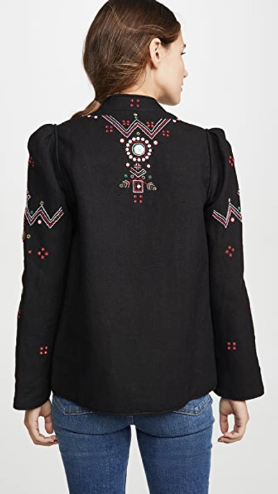 Anja Black Jacket Folk Embroidery