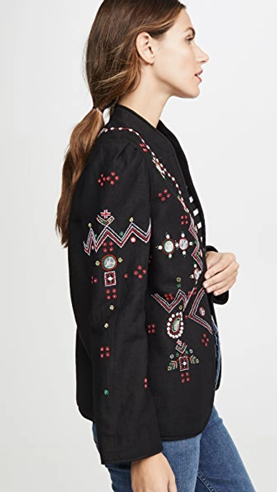 Shop Alix Of Bohemia Anja Black Jacket Folk Embroidery