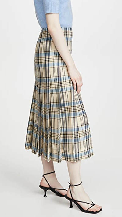 Shop Victoria Beckham Pleated Skirt In Blue/yellow