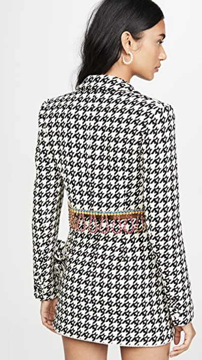 Shop Area Houndstooth Cropped Bolero Jacket In Black/ecru