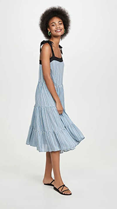 Shop Carolina K Iris Dress In Allure Blue Stripe