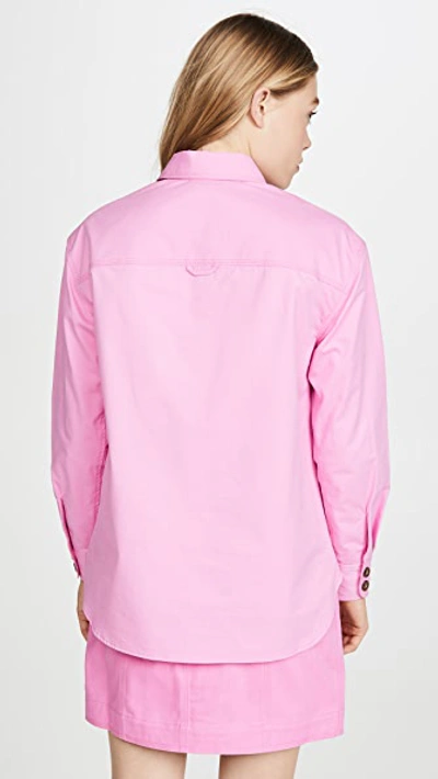 Shop Acler Tana Denim Shirt In Pop Pink