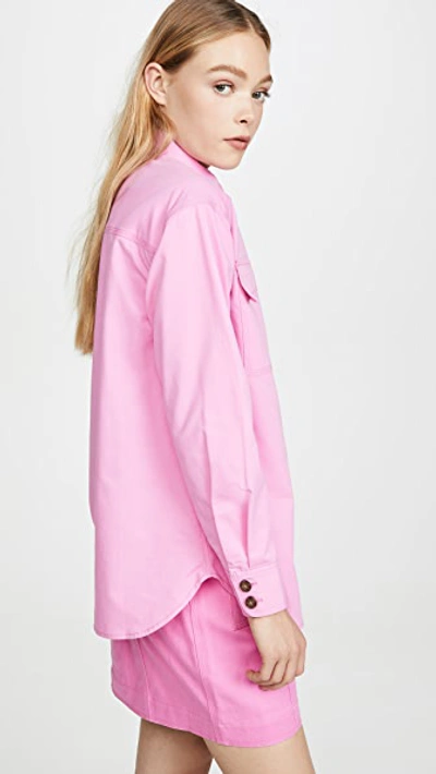 Shop Acler Tana Denim Shirt In Pop Pink