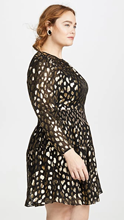 Shop Rebecca Taylor Long Sleeve Leopard Metallic Dress In Black Combo