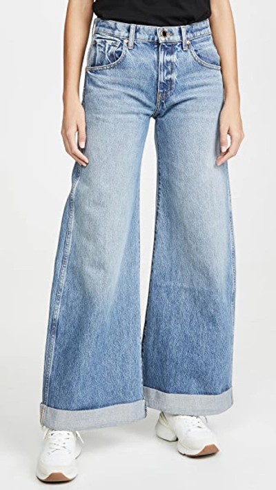 Shop Khaite Noelle Wide Leg Rolled Jeans In Santa Cruz