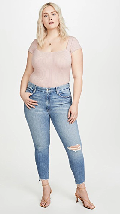 Shop Mother The Looker Ankle Step Fray Jeans In Exposed Secret Sister