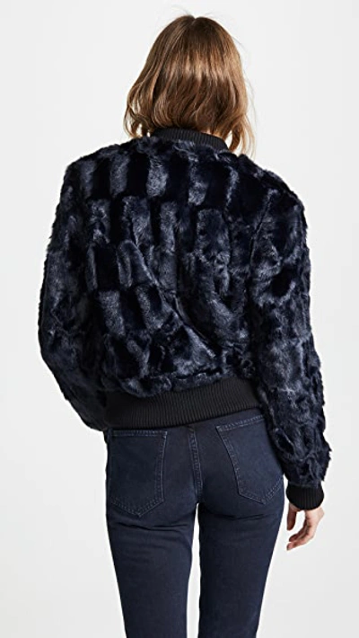Shop Cupcakes And Cashmere Amy Faux Fur Bomber Jacket In Ink