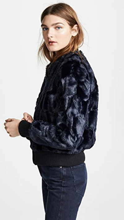 Shop Cupcakes And Cashmere Amy Faux Fur Bomber Jacket In Ink