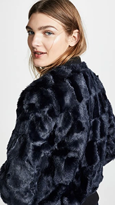Shop Cupcakes And Cashmere Amy Faux Fur Bomber Jacket In Ink