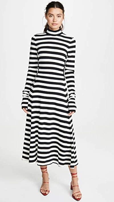 Shop Marc Jacobs Long Sleeve Dress With Back Tie In Ivory/black