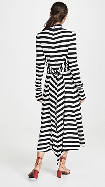Shop Marc Jacobs Long Sleeve Dress With Back Tie In Ivory/black