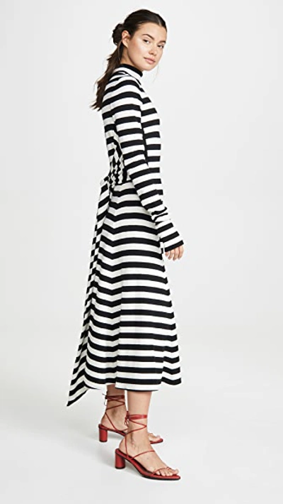 Shop Marc Jacobs Long Sleeve Dress With Back Tie In Ivory/black