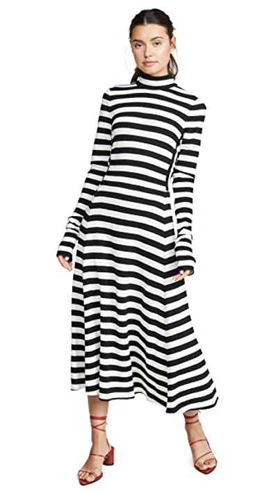Shop Marc Jacobs Long Sleeve Dress With Back Tie In Ivory/black