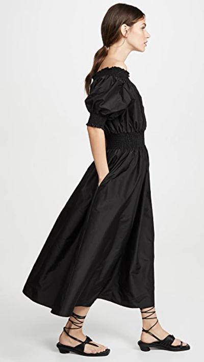 Shop Adam Lippes Taffeta Smocked Dress In Black