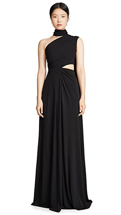 Shop Saloni Honey Long Dress In Black