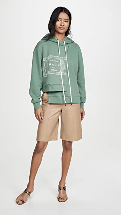 Shop Monse Sage Double Layer Hoodie In Basil