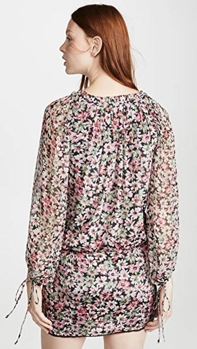 Shop Coach 1941 Floral Mini Dress In Black/pink