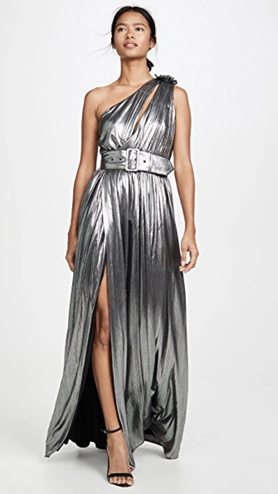 Shop Retroféte Andrea Maxi Dress In Gunmetal