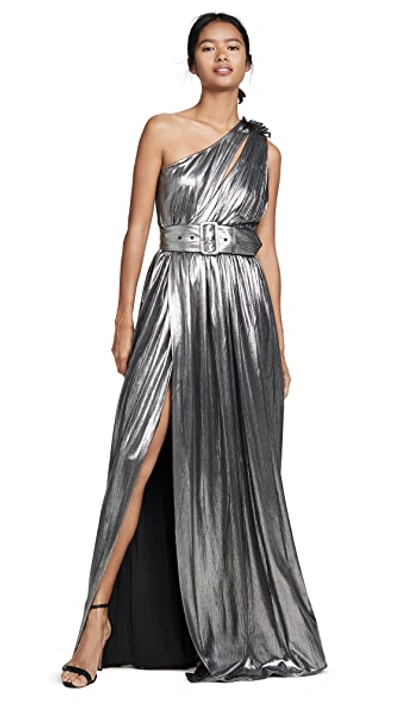 Shop Retroféte Andrea Maxi Dress In Gunmetal