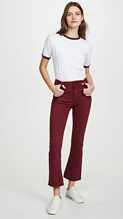 Shop Paige Claudine Ankle Flare Jeans In Vintage Cabarnet