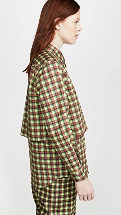 Shop Toga Broad Western Check Shirt In Green