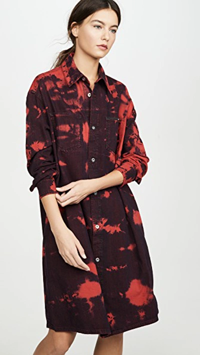 Shop Mcq By Alexander Mcqueen Tatsuko Shirtdress In Red Tie Dye