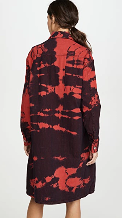 Shop Mcq By Alexander Mcqueen Tatsuko Shirtdress In Red Tie Dye