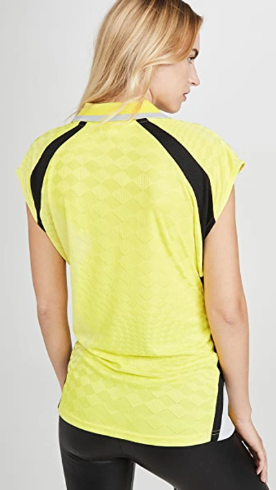 Shop Alexander Wang T Neon Front Tie Top With Collar In Lemon Multi