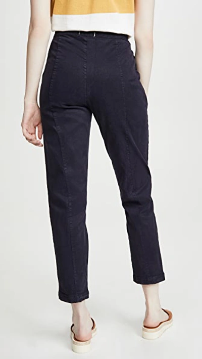 Shop Alex Mill Drawstring Washed Twill Ankle Pants In Dark Navy