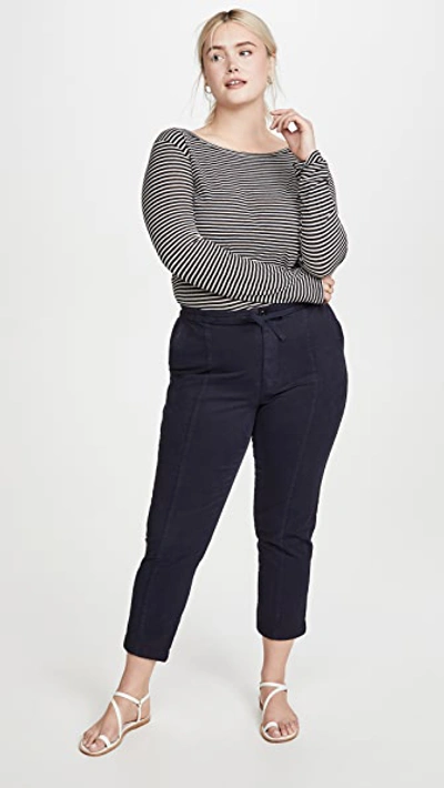 Shop Alex Mill Drawstring Washed Twill Ankle Pants In Dark Navy