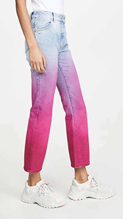 Shop Off-white Degrade Cropped Jeans In Bleach Fuchsia