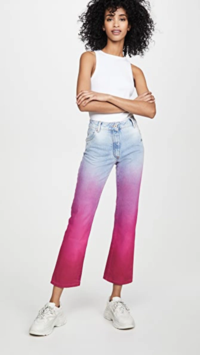 Shop Off-white Degrade Cropped Jeans In Bleach Fuchsia