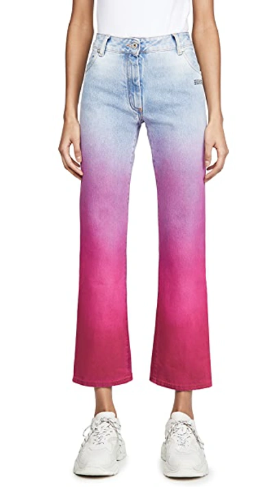 Shop Off-white Degrade Cropped Jeans In Bleach Fuchsia