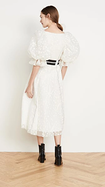 Shop Aje Eucalypt Burnout Midi Dress In Salt White