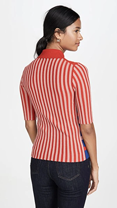 Shop Sonia Rykiel Collared Striped Cashmere Knit In Red/blue