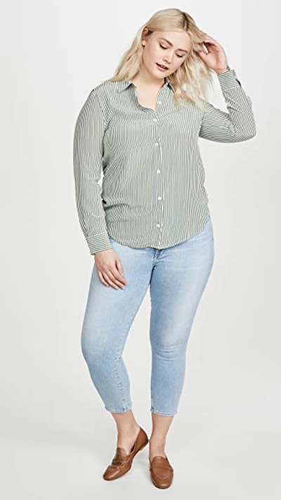 Shop Equipment Essential Blouse In Cilantro/nature White