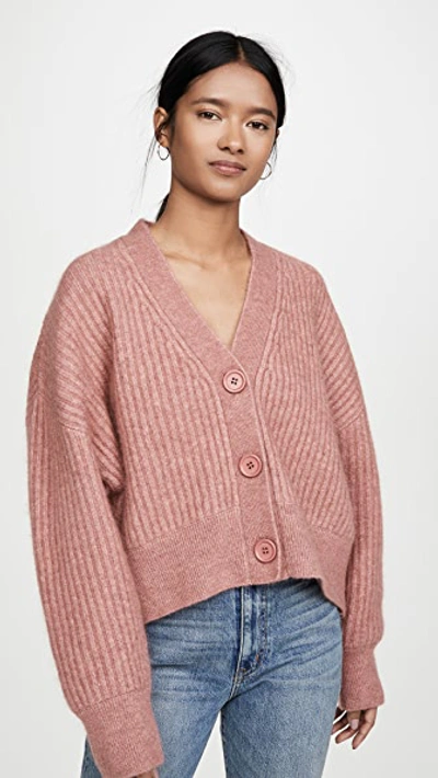 Anine Bing Maxwell Cropped Cardigan Sweater In Pink | ModeSens